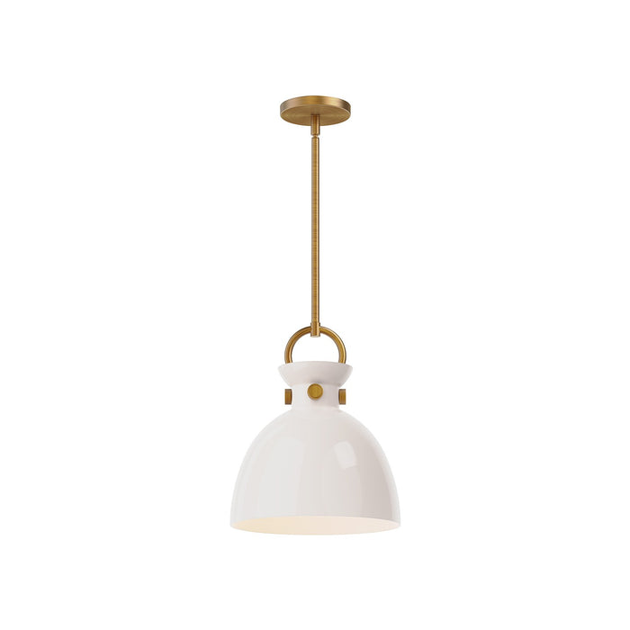 Alora PD411811AGGO One Light Pendant, Aged Gold/Glossy Opal Glass