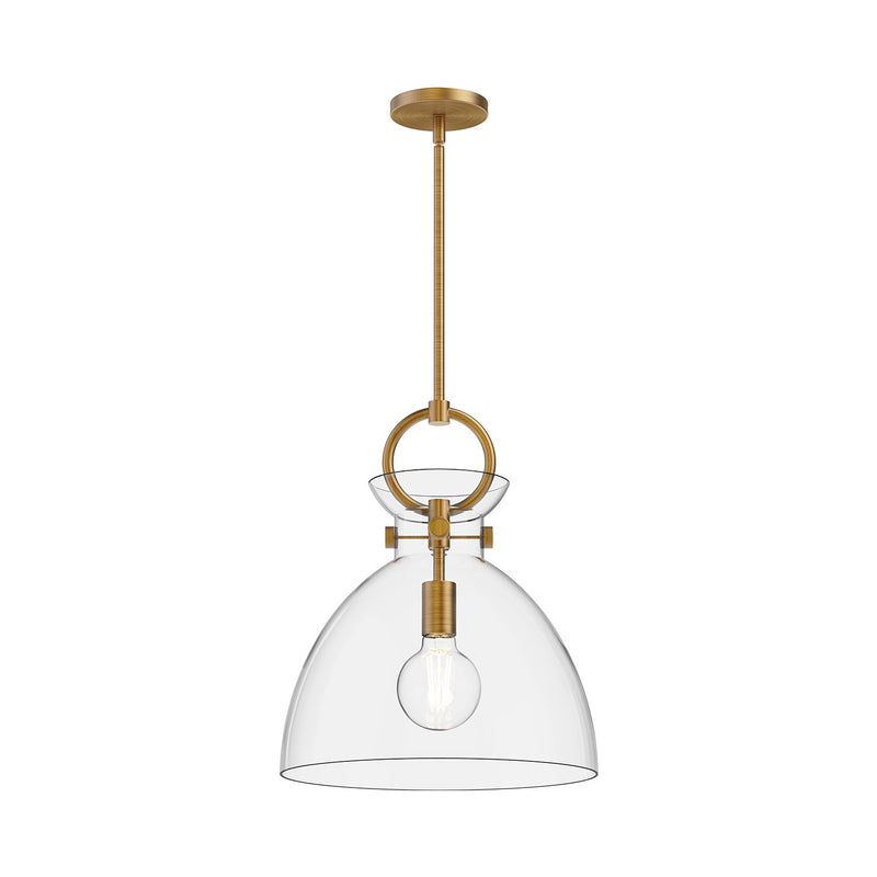 Alora PD411814AGCL One Light Pendant, Aged Gold/Clear