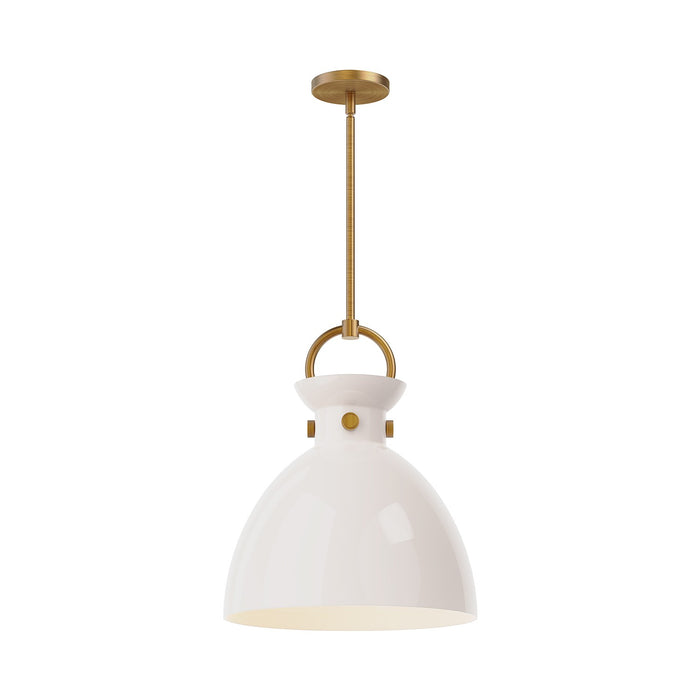 Alora PD411814AGGO One Light Pendant, Aged Gold/Glossy Opal Glass
