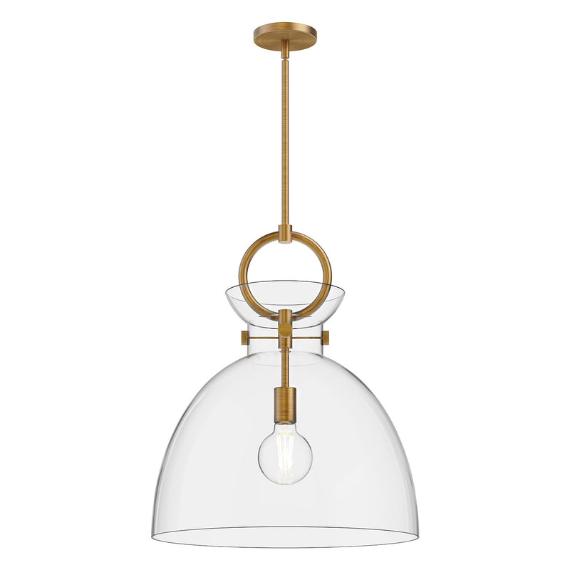 Alora PD411818AGCL One Light Pendant, Aged Gold/Clear