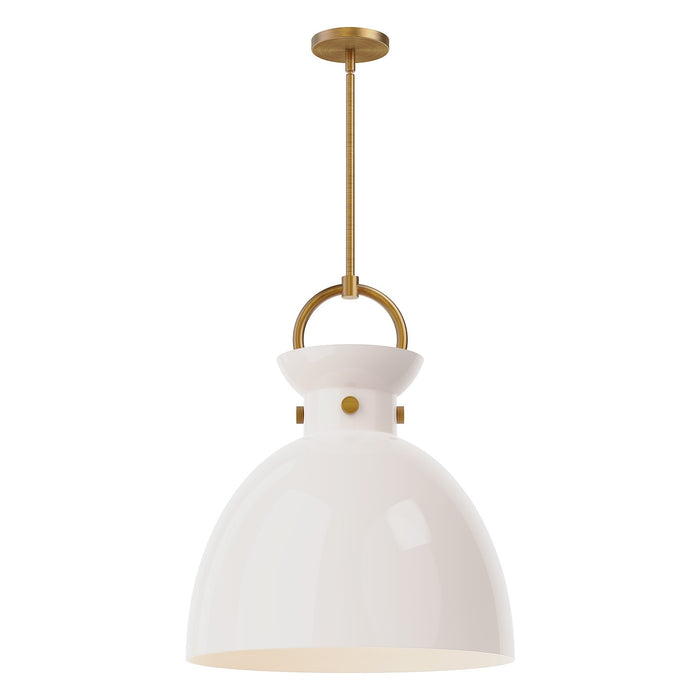 Alora PD411818AGGO One Light Pendant, Aged Gold/Glossy Opal Glass