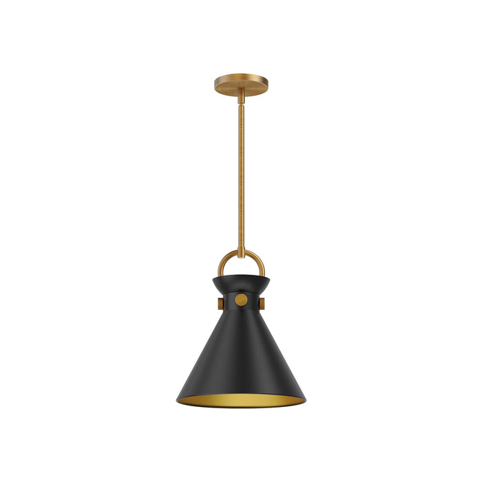Alora PD412011AGMB One Light Pendant, Aged Gold/Matte Black