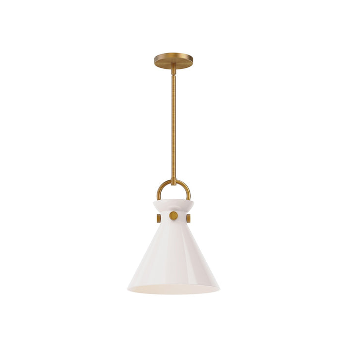 Alora PD412511AGGO One Light Pendant, Aged Gold/Glossy Opal Glass