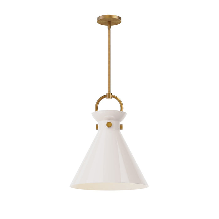 Alora PD412514AGGO One Light Pendant, Aged Gold/Glossy Opal Glass