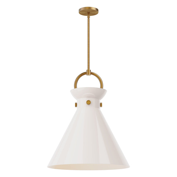 Alora PD412518AGGO One Light Pendant, Aged Gold/Glossy Opal Glass