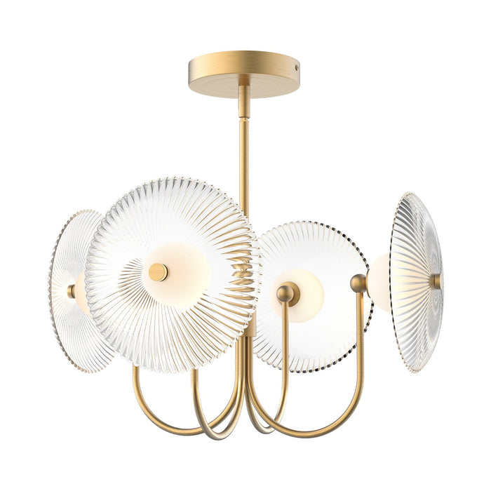 Alora PD417904BGCR LED Pendant, Brushed Gold/Clear Ribbed Glass
