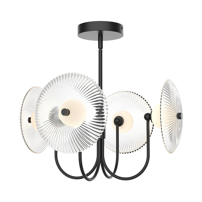 Alora PD417904MBCR LED Pendant, Matte Black/Clear Ribbed Glass