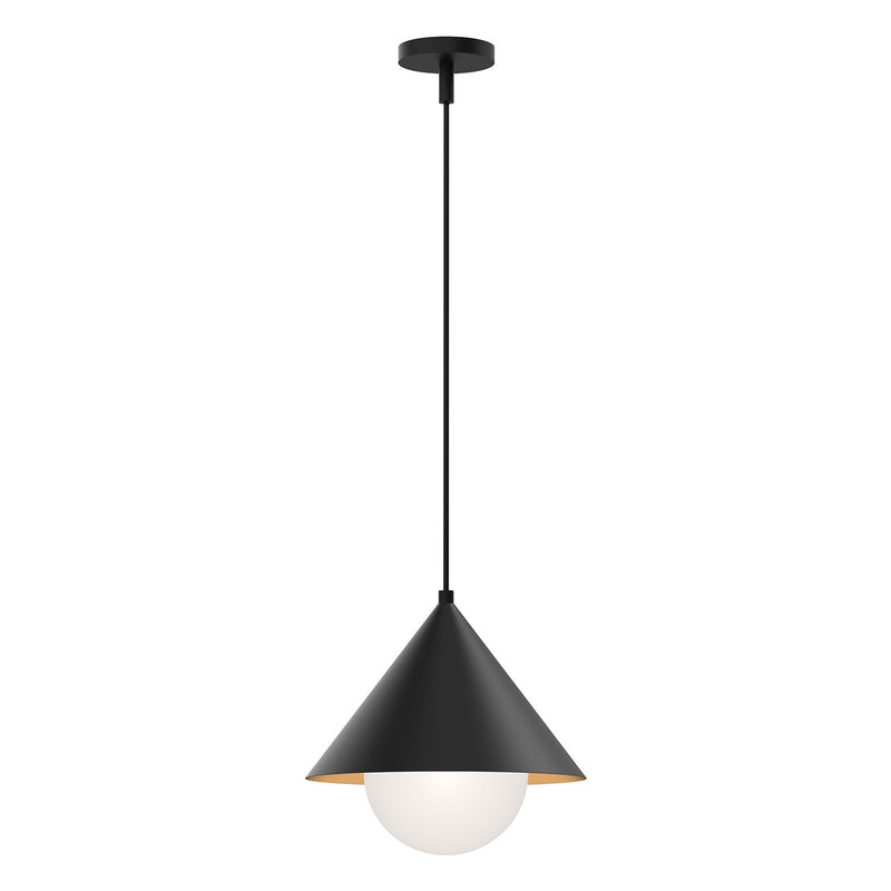 Alora PD485214MBOP One Light Pendant, Matte Black/Opal Glass