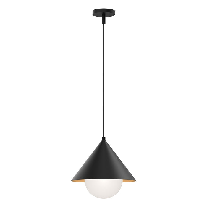 Alora PD485214MBOP One Light Pendant, Matte Black/Opal Glass