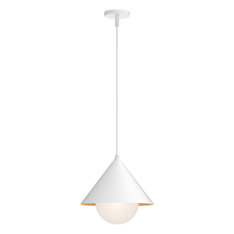 Alora PD485214WHOP One Light Pendant, White/Opal Glass