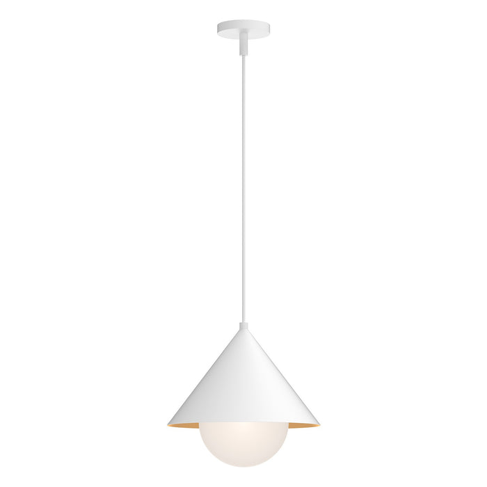 Alora PD485214WHOP One Light Pendant, White/Opal Glass