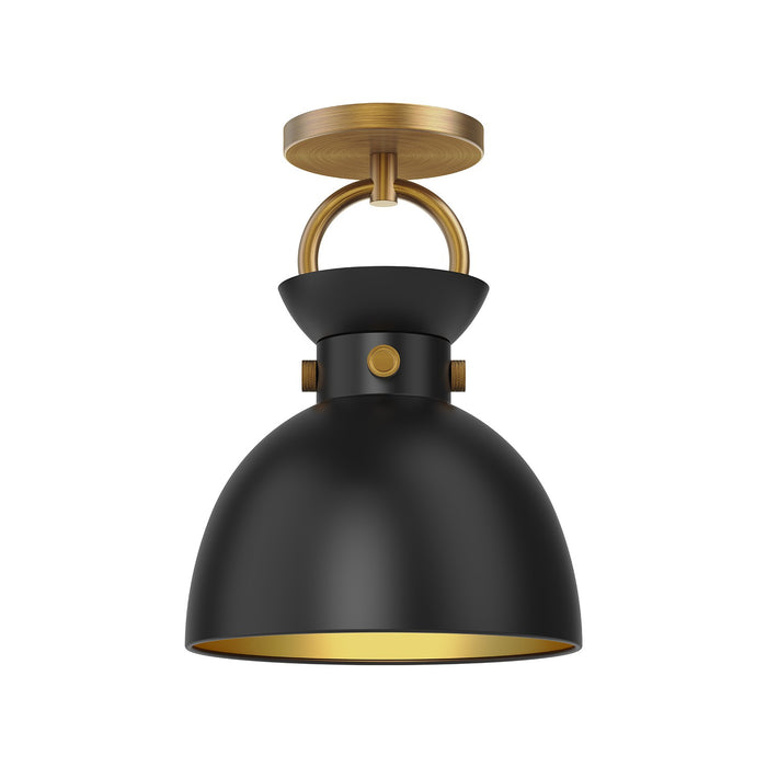 Alora SF411309AGMB One Light Semi-Flush Mount, Aged Gold/Matte Black