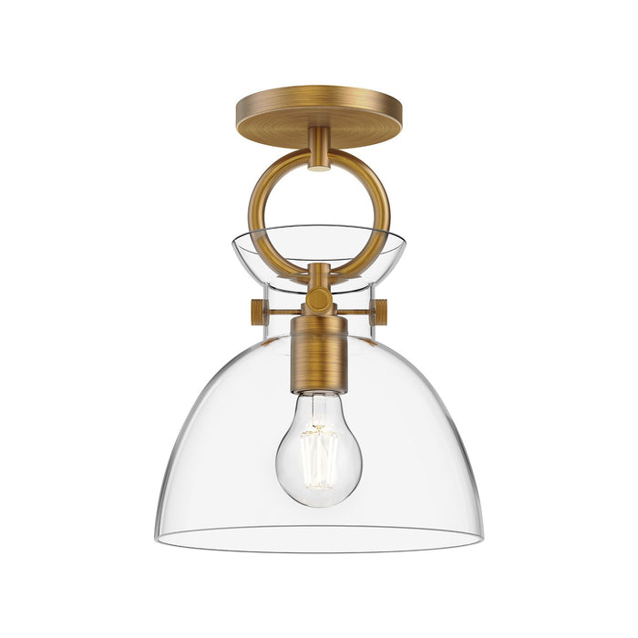 Alora SF411809AGCL One Light Semi-Flush Mount, Aged Gold/Clear