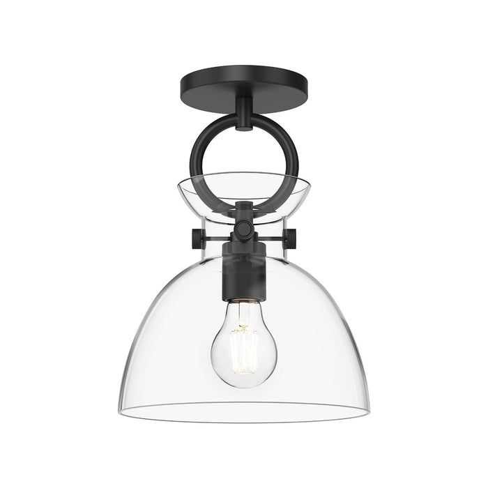 Alora SF411809MBCL One Light Semi-Flush Mount, Matte Black/Clear Glass