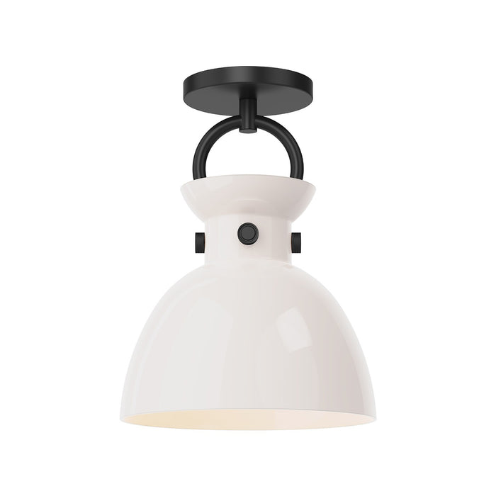 Alora SF411809MBGO One Light Semi-Flush Mount, Matte Black/Glossy Opal Glass