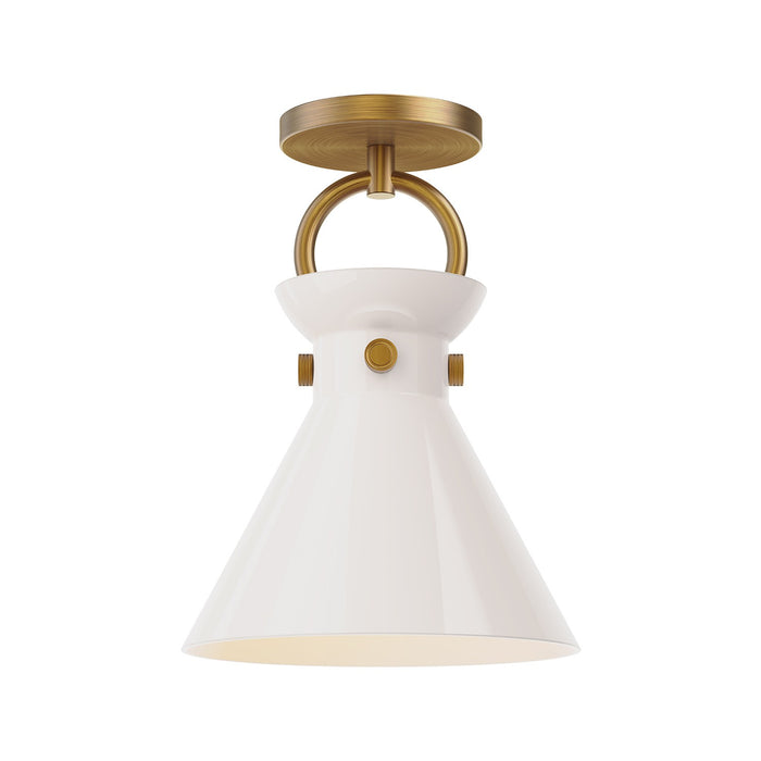 Alora SF412509AGGO One Light Semi-Flush Mount, Aged Gold/Glossy Opal Glass