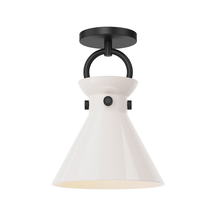 Alora SF412509MBGO One Light Semi-Flush Mount, Matte Black/Glossy Opal Glass
