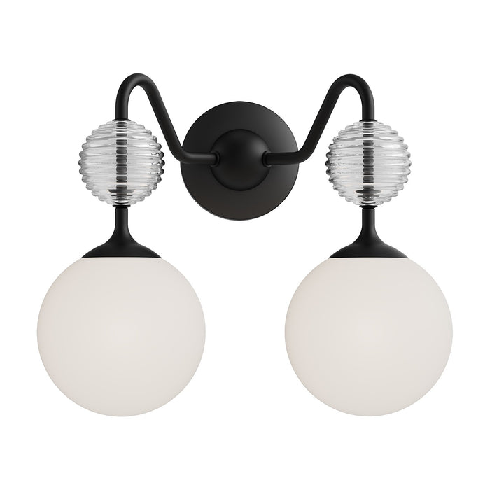 Alora VL415315MBOP Two Light Vanity, Matte Black/Opal Glass