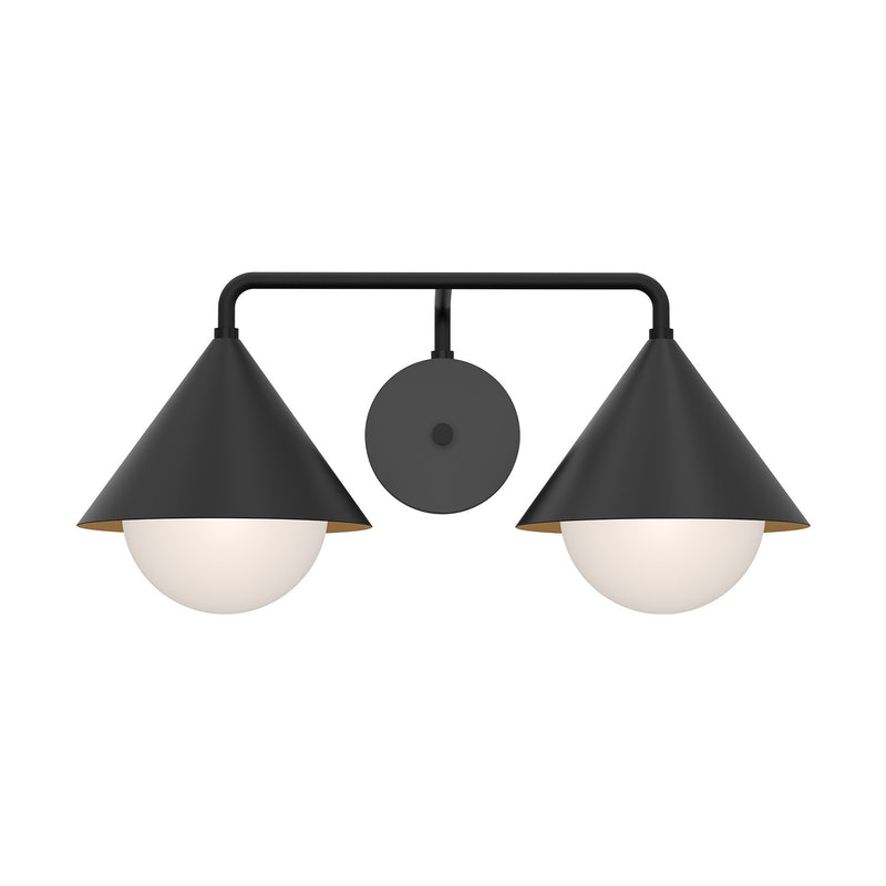 Alora VL485221MBOP Two Light Vanity, Matte Black/Opal Glass