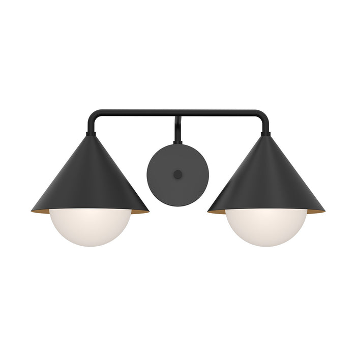 Alora VL485221MBOP Two Light Vanity, Matte Black/Opal Glass