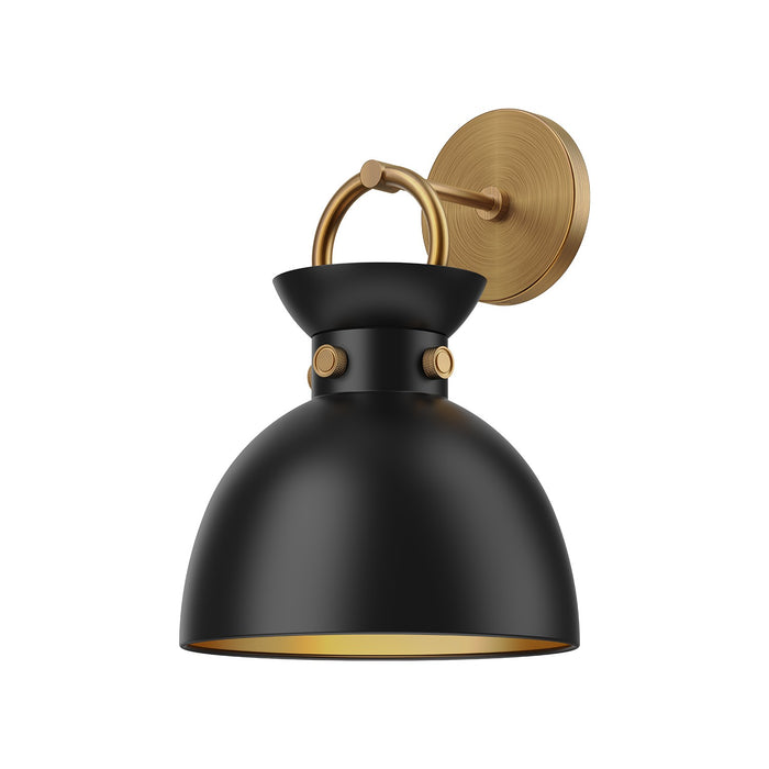 Alora WV411309AGMB One Light Wall Sconce, Aged Gold/Matte Black