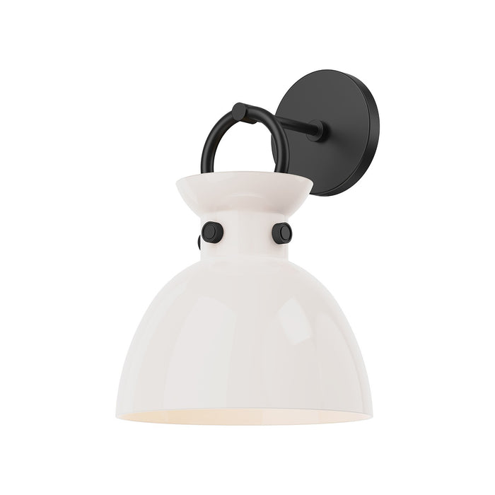 Alora WV411809MBGO One Light Wall Sconce, Matte Black/Glossy Opal Glass