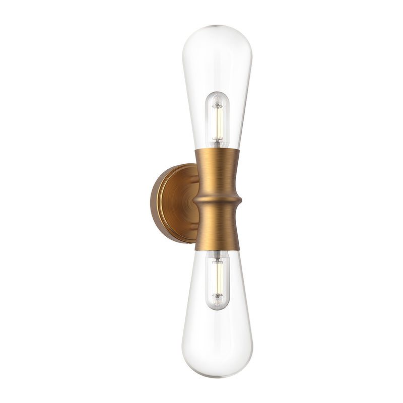 Alora WV464002AG Two Light Wall Sconce, Aged Gold