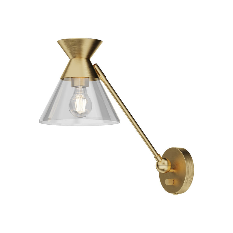 Alora WV521008BGCL One Light Wall Sconce, Brushed Gold/Clear Glass