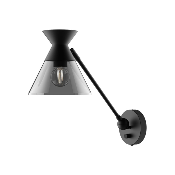 Alora WV521008MBSM One Light Wall Sconce, Matte Black/Smoked