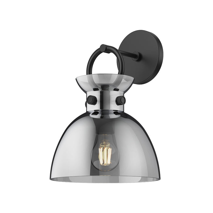 Alora WV411809MBSM One Light Wall Sconce, Matte Black/Smoked