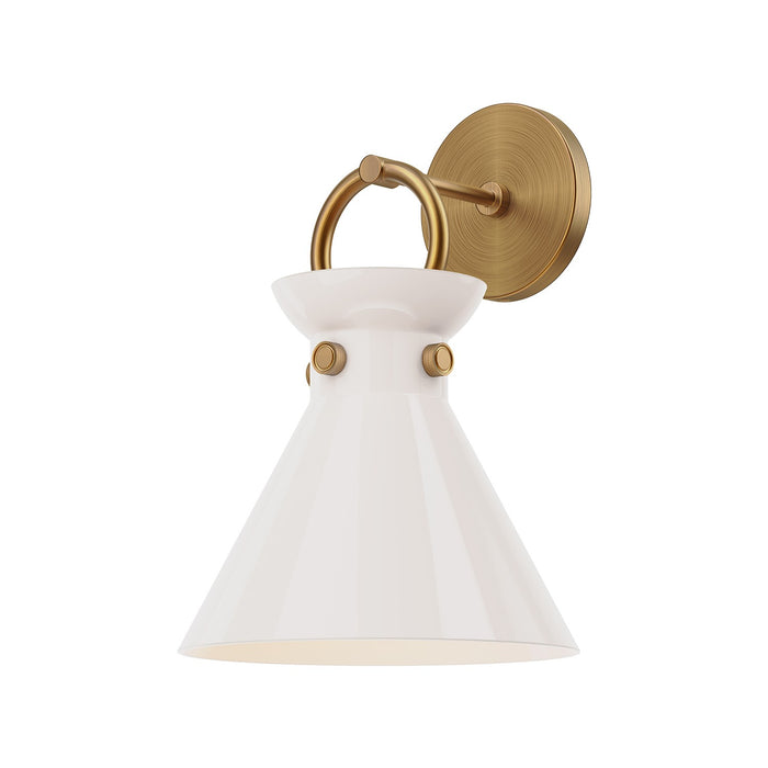 Alora WV412509AGGO One Light Wall Sconce, Aged Gold/Glossy Opal Glass