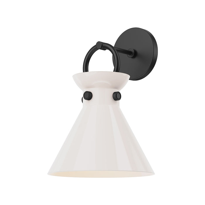 Alora WV412509MBGO One Light Wall Sconce, Matte Black/Glossy Opal Glass
