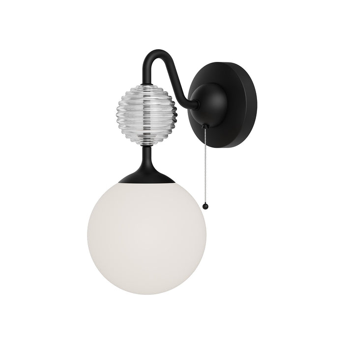 Alora WV415306MBOP One Light Wall Sconce, Matte Black/Opal Glass