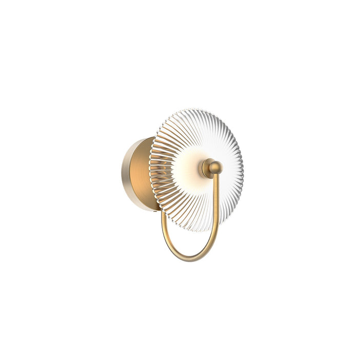 Alora WV417801BGCR LED Wall Sconce, Brushed Gold/Clear Ribbed Glass