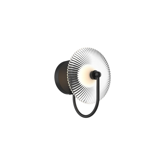 Alora WV417801MBCR LED Wall Sconce, Matte Black/Clear Ribbed Glass