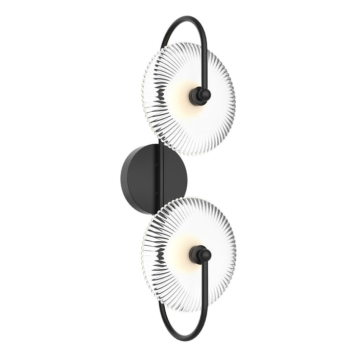 Alora WV417802MBCR LED Wall Sconce, Matte Black/Clear Ribbed Glass