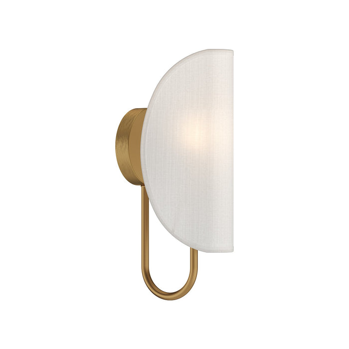 Alora WV450706AGCW One Light Wall Sconce, Aged Gold/White Cotton Fabric