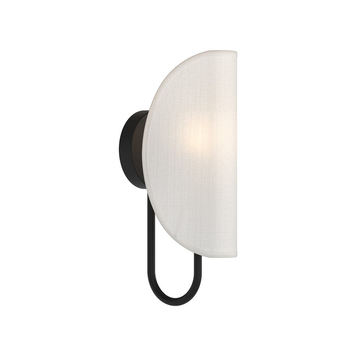 Alora WV450706MBCW One Light Wall Sconce, Matte Black/White Cotton Fabric