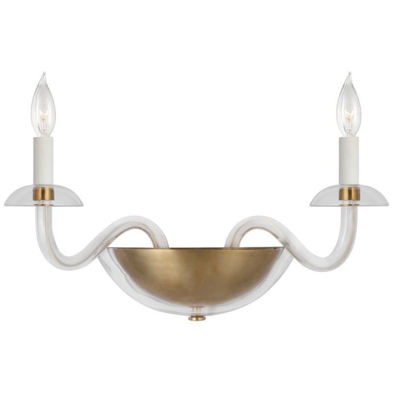 Visual Comfort Signature PCD 2020CG/HAB LED Wall Sconce, Clear Glass and Hand-Rubbed Antique Brass