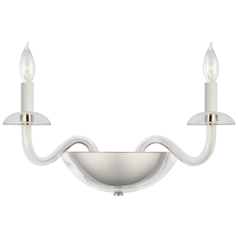 Visual Comfort Signature PCD 2020CG/PN LED Wall Sconce, Clear Glass and Polished Nickel