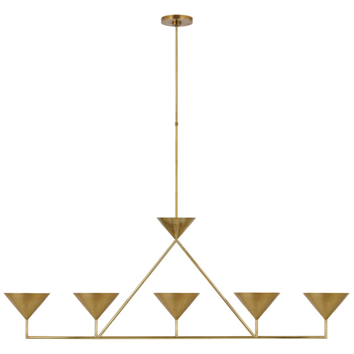Visual Comfort Signature PCD 5216HAB LED Linear Chandelier, Hand-Rubbed Antique Brass
