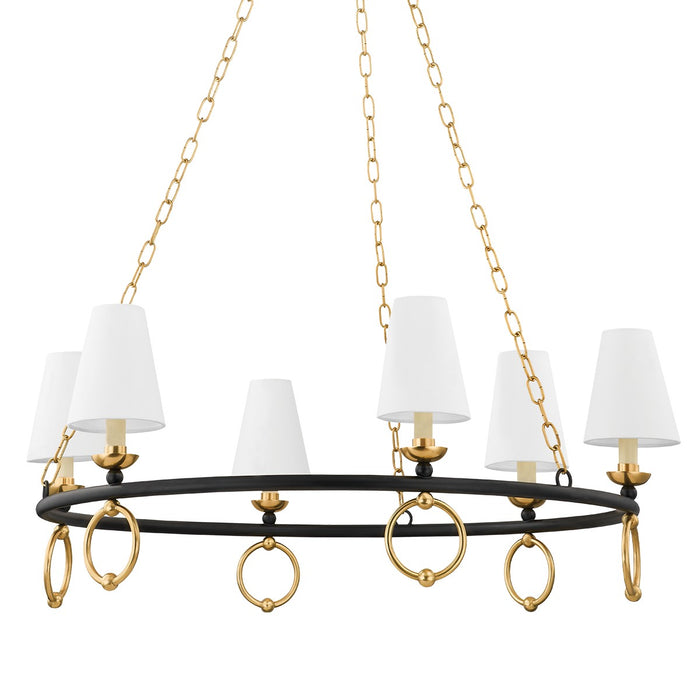Mitzi H757806-AGB/TBK Six Light Chandelier, Aged Brass