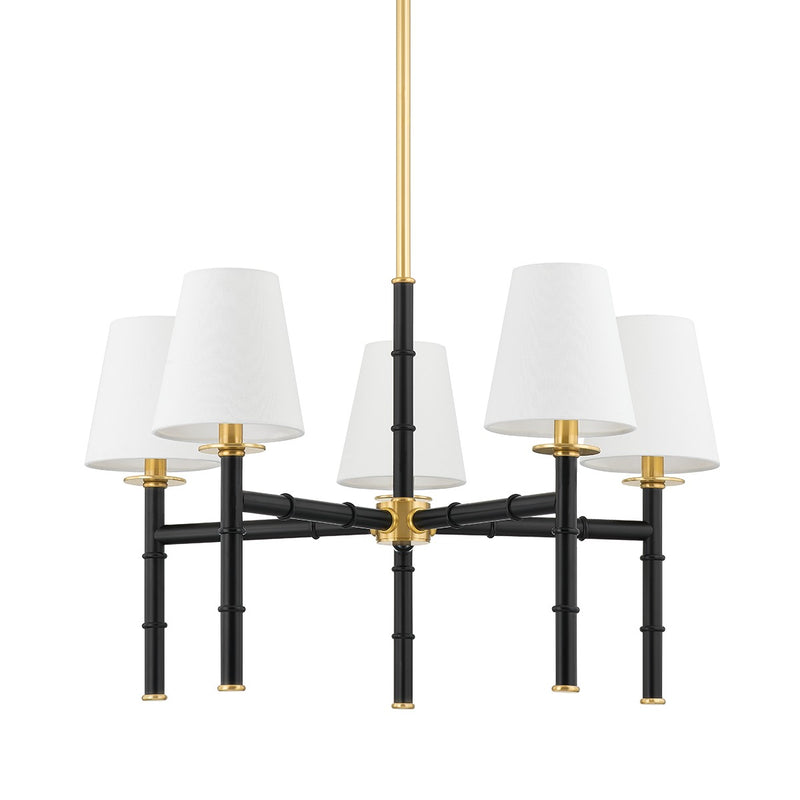 Mitzi H759805-AGB/SBK Five Light Chandelier, Aged Brass