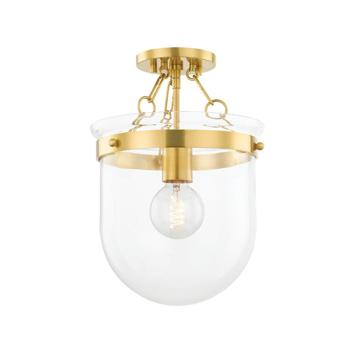 Mitzi H763601-AGB One Light Semi Flush Mount, Aged Brass