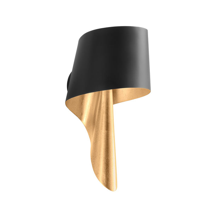 Corbett Lighting 348-01-VGL/SBK One Light Wall Sconce, Vintage Gold Leaf And Soft Black