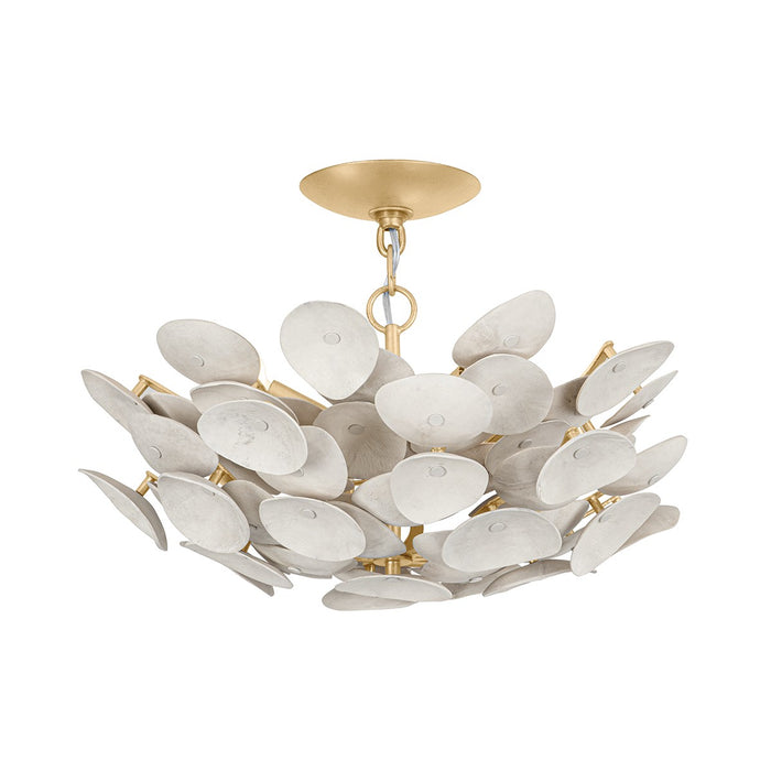 Corbett Lighting 356-21-VGL Three Light Semi Flush Mount, Vintage Gold Leaf