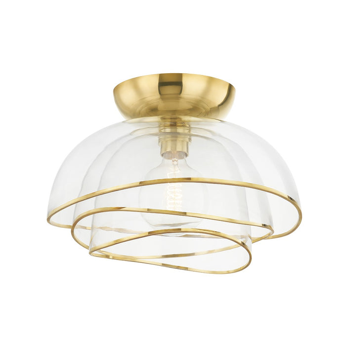 Corbett Lighting 358-17-VPB One Light Flush Mount, Vintage Polished Brass