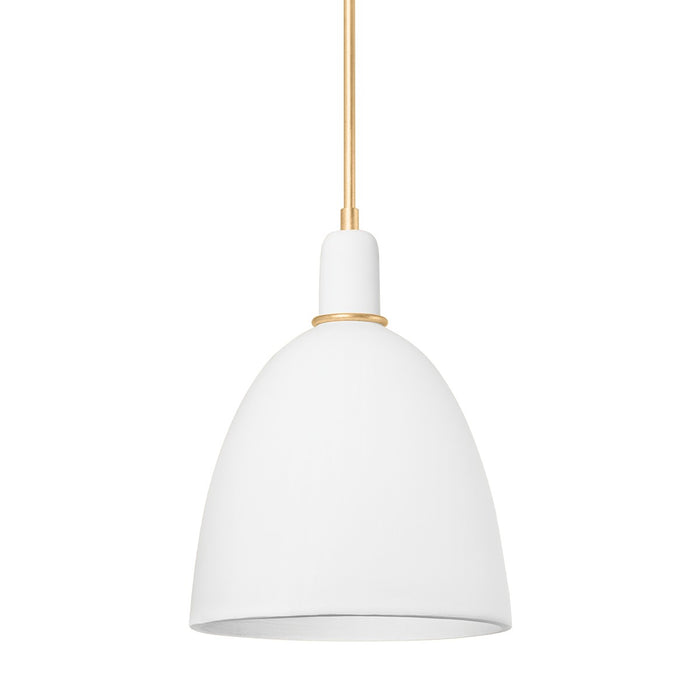Hudson Valley 1717-VGL/CMI One Light Pendant, Vintage Gold Leaf/Matte Ivory Ceramic