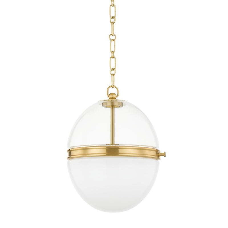 Hudson Valley 3815-AGB One Light Pendant, Aged Brass