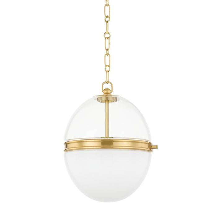 Hudson Valley 3815-AGB One Light Pendant, Aged Brass